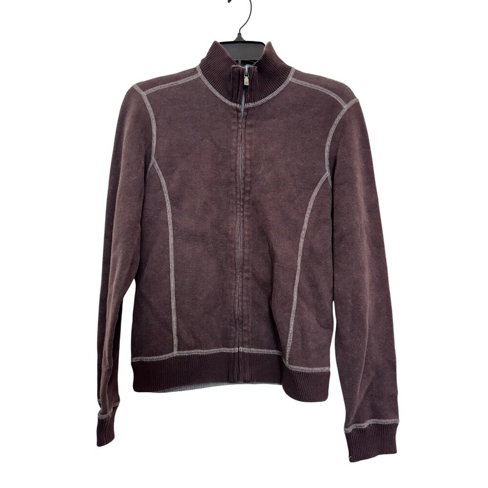 Tommy Bahama Womens Zip-Up Jacket S Brown Cotton Spandex Blend Casual Lightweigh